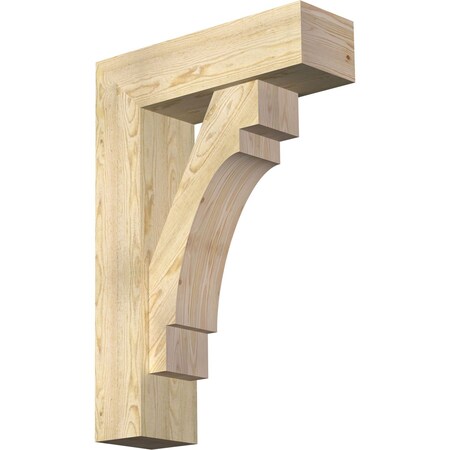 Ekena Millwork Merced Block Rough Sawn Bracket w/ Offset Brace, Douglas Fir, 8"W x 26"D x 38"H BKT0806X26X38MRC05RDF